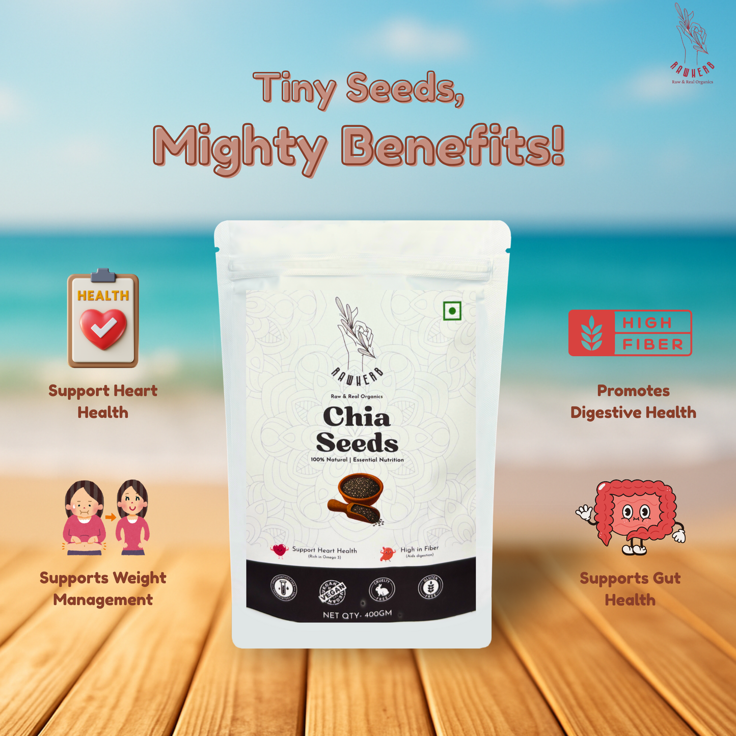 Rawherb Organic Chia Seeds 400g