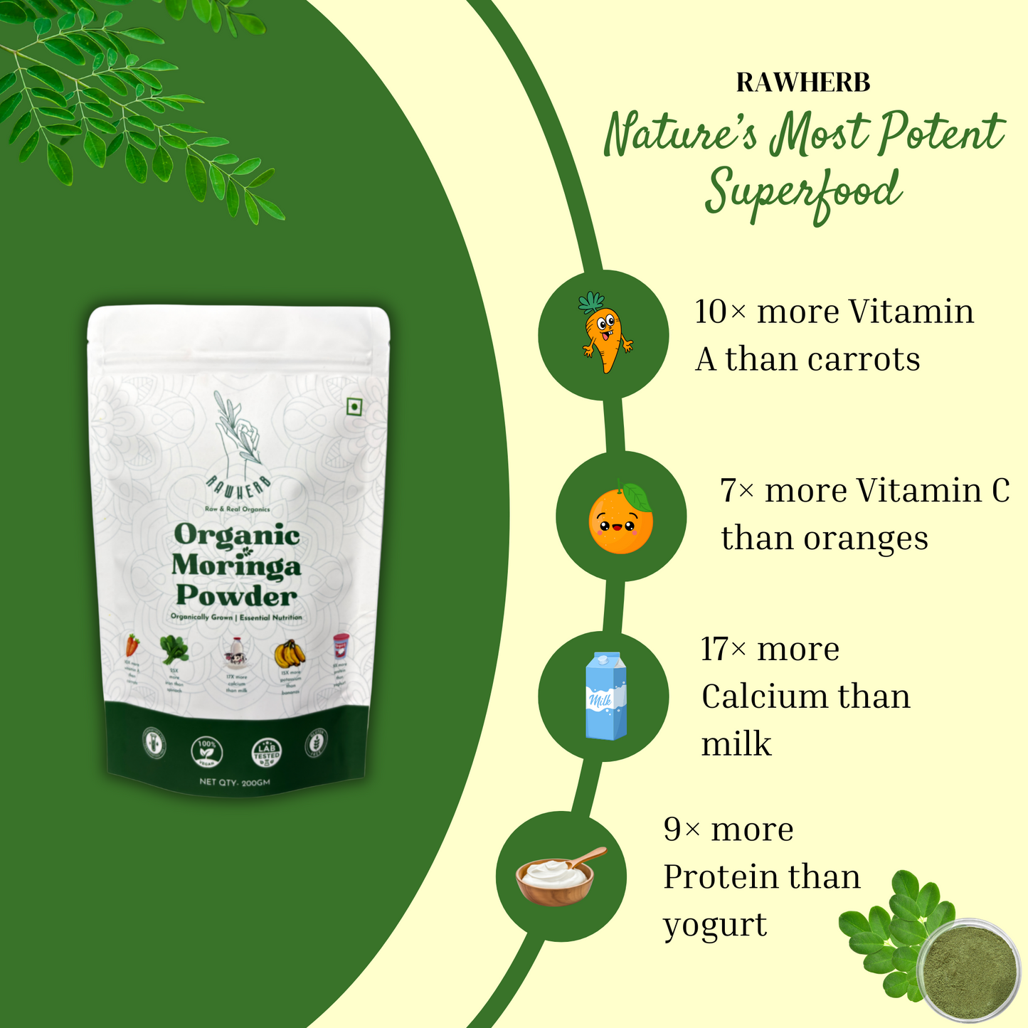 Rawherb Organic Moringa Powder 200g